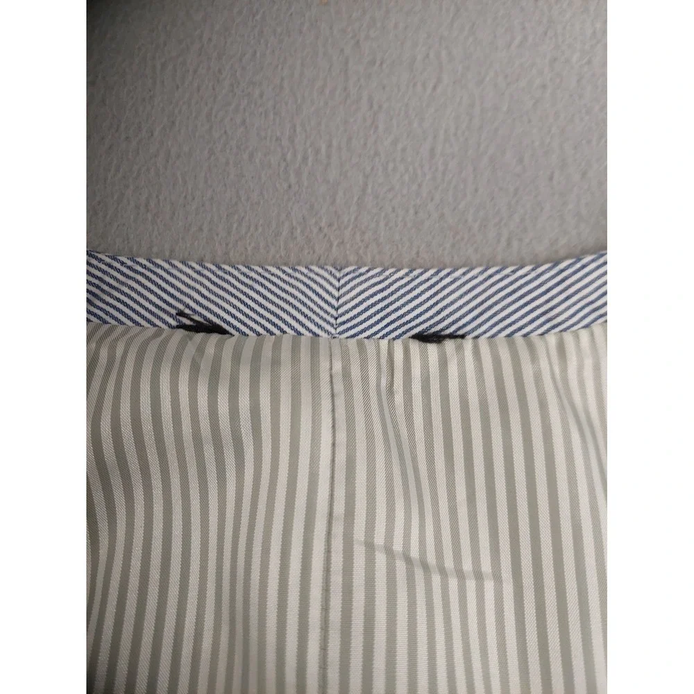 Banana Republic Men Suit Vest 40R Blue Stripe Tailored Fit Wrap Button Waistcoat